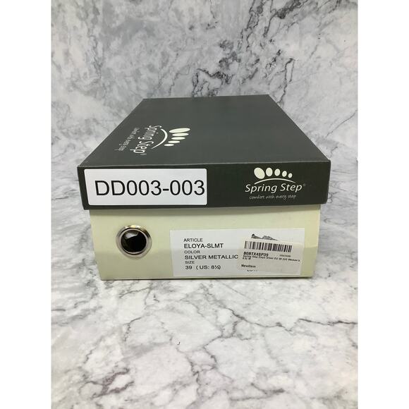 Spring Step Size 39 Silver Metallic Eloya Leather Sneaker Espadrille Trim D3-3 - Picture 12 of 12